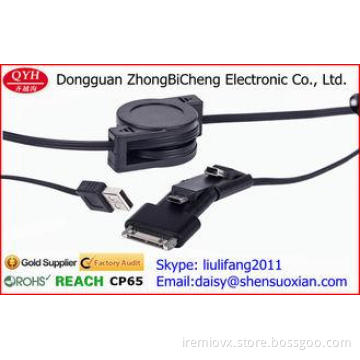 Multi-Charger Flex 3 In 1 Retractable USB Cable For Mobiles